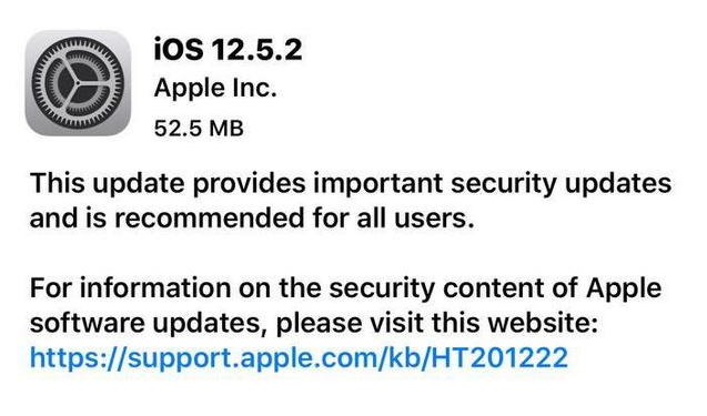 滨州苹果手机维修分享iOS12.5.2发布，建议所有老苹果用户安装 